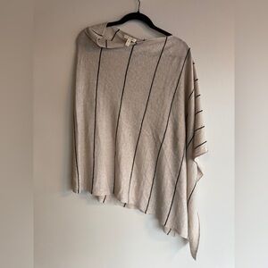 EILEEN FISHER Organic Linen Striped Asymmetrical Poncho OS Lagenlook
